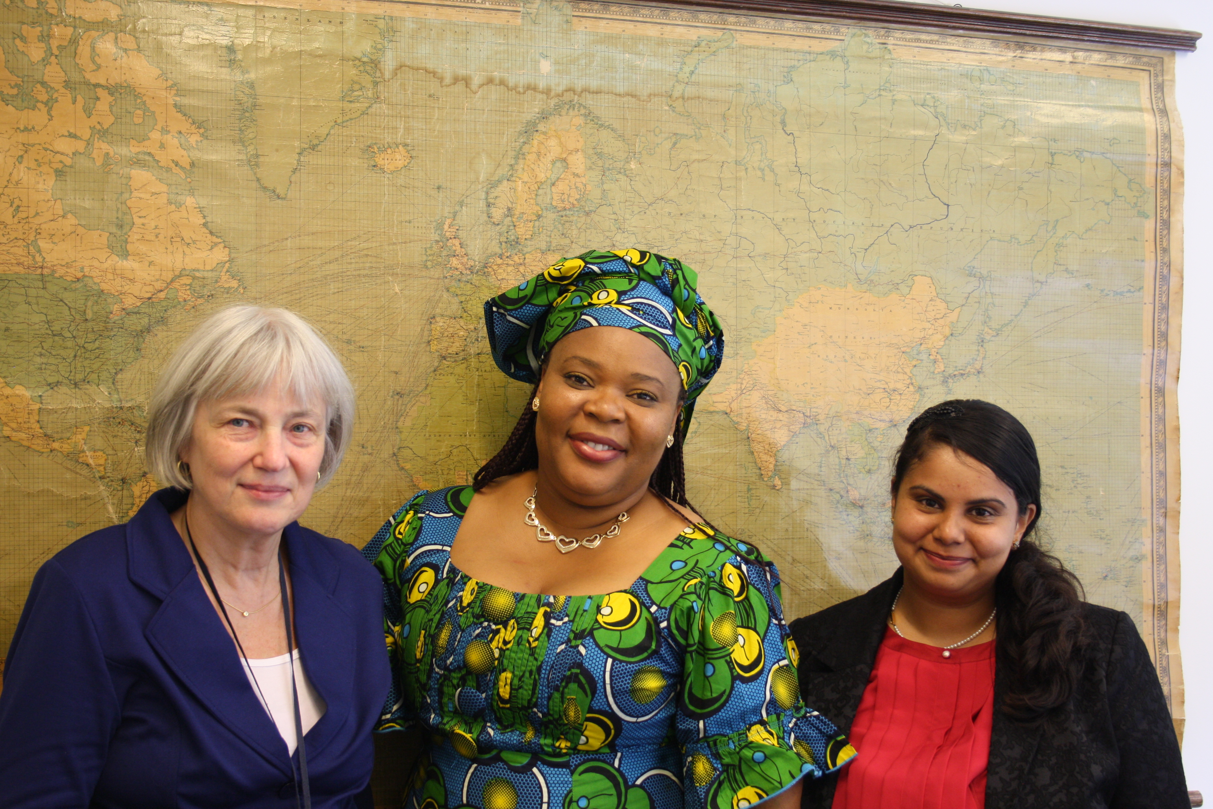 Nobel Peace Prize Laureate Leymah Gbowee with Ms. Ingrid Kost & Ms. Candice Alihusain during the celebrations of the Peace Palace Centenary 2013 