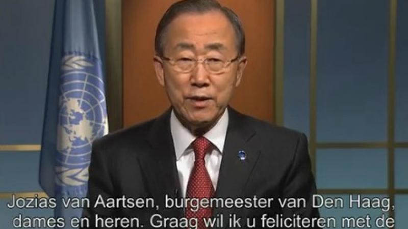 Other|Ban Ki-moon congratulates The Hague on the 100-year Anniversary of the Peacepalace|Peace Palace Library