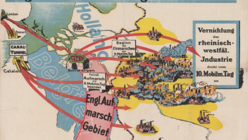 Poster|Poster Darf Belgien Englands Aufmarschgebiet werden|Peace Palace Library