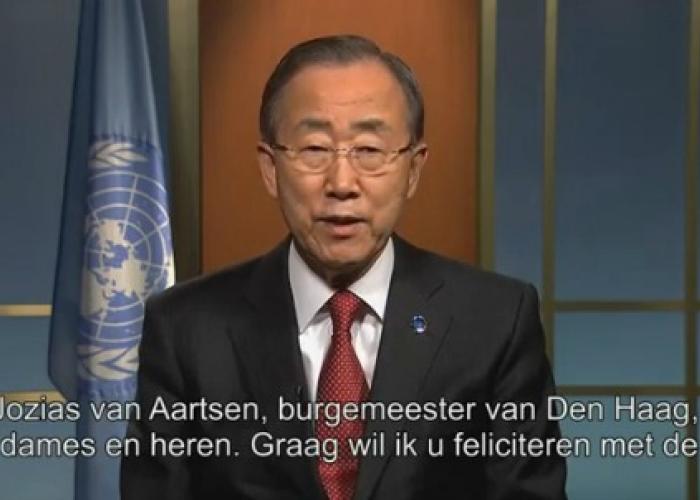 Other|Ban Ki-moon congratulates The Hague on the 100-year Anniversary of the Peacepalace|Peace Palace Library